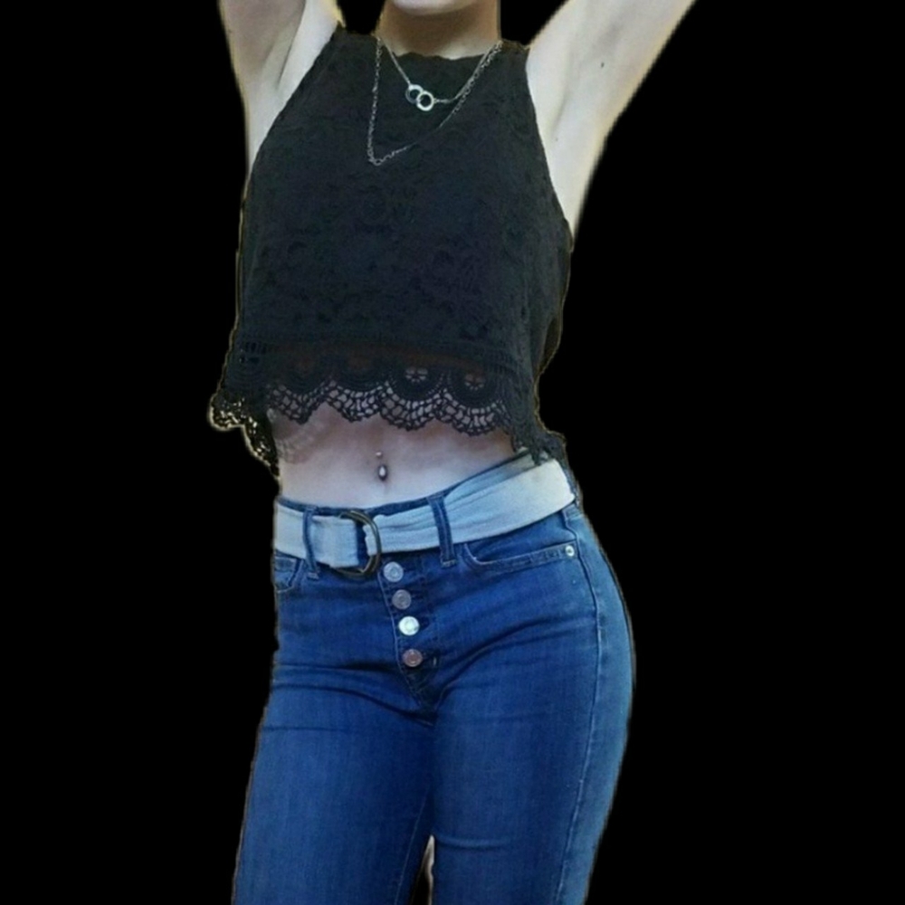 Black Lace Crop Top